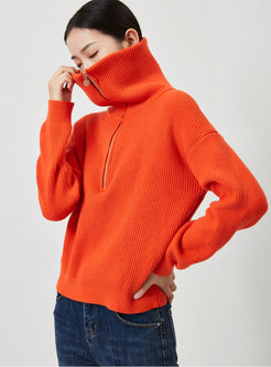 Long Sleeve Pullover Ribbed Loose Sweater