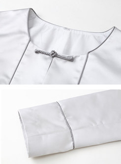 Sleeveless Jacquard Short Cheongsam & Long Sleeve Coat