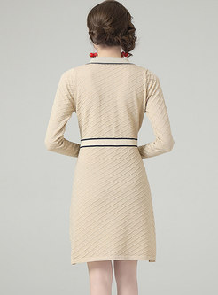 Long Sleeve Patchwork Plaid Short Sweater Dress