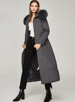 Fur Hooded Long Straight Puffer Coat