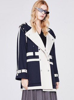 Hooded Double-breasted Straight Trench Coat