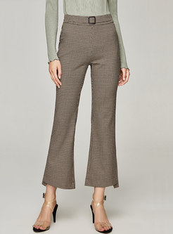 Retro High Waisted Houndstooth Flare Pants