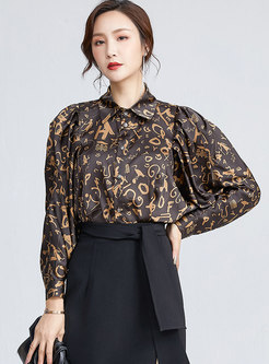 Batwing Sleeve Letter Print Loose Blouse