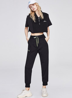 Casual High Waisted Drawstring Joggers