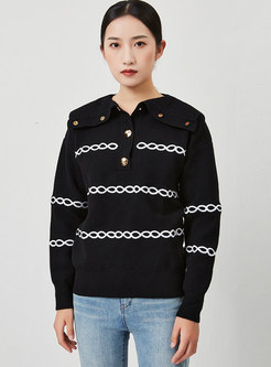 Long Sleeve Chain Pattern Pullover Sweater