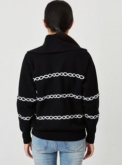 Long Sleeve Chain Pattern Pullover Sweater