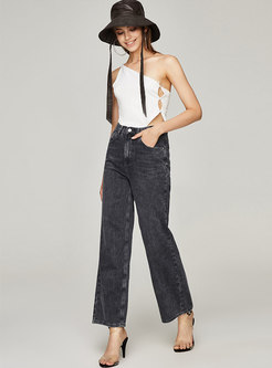 Casual High Waisted Wide Leg Jeans