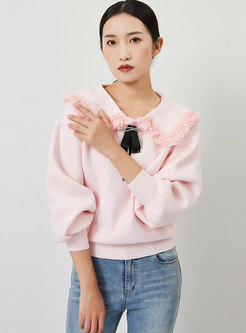Sweet Doll Collar Bowknot Pullover Loose Sweater