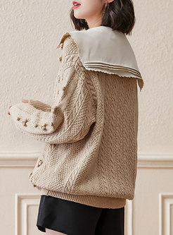 Casual Cable-knit Single-breasted Wool Cardigan