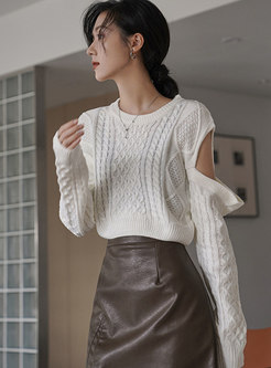 Cold Shoulder Cable-knit Sweater