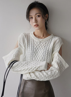 Cold Shoulder Cable-knit Sweater