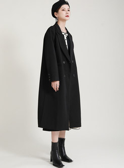 Lapel Double-breasted Straight Long Trench Coat