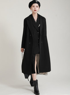 Lapel Double-breasted Straight Long Trench Coat