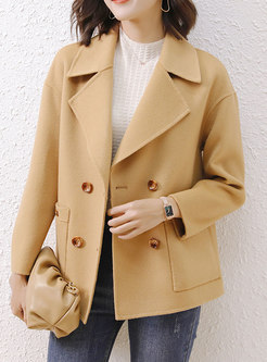 Lapel Double-breasted Straight Wool Peacoat