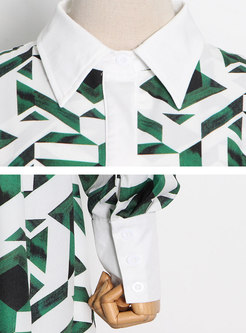 Geometric Pattern Belted Mini Shirt Dress