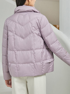 Brief Mock Neck Short Straight Quilted Coat