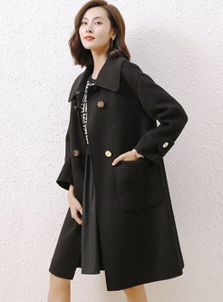 Turn-down Collar Double-cashmere Straight Peacoat