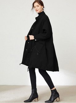 Stand Collar Loose Drawcord Trench Coat