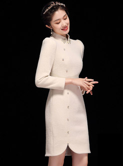 Improved Beaded Mini Cheongsam Dress