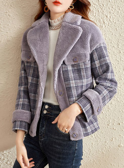 Plaid Patchwork Single-breasted Short Coat