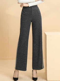 Casual High Waisted Color-blocked Wide Leg Pants