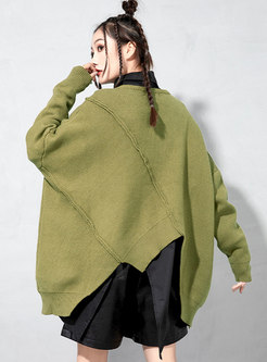 Plus Size Asymmetric Patchwork Pullover Sweater