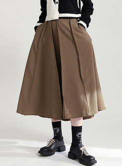 High Waisted A Line Midi Skirt