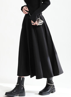High Waisted A Line Midi Skirt