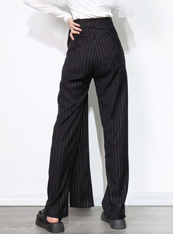 Casual High Waisted Striped Straight Pants
