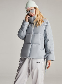 Stand Collar Solid Puffer Jacket