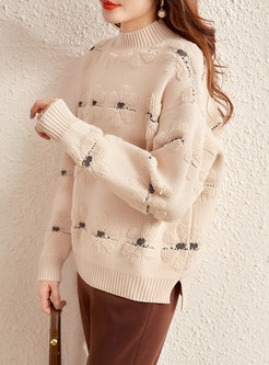 Jacquard Loose Pullover Sweater