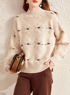 Jacquard Loose Pullover Sweater