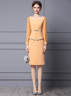 Elegant Midi Office Bodycon Dress