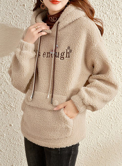 Casual Letter Embroidered Pullover Hoodie
