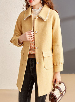 Flap Pockets Single-breasted Wool Blend Coat