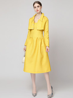 Long Sleeve Short Coat & A line Sling Dress