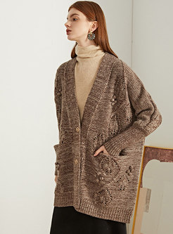 Single Breasted Vintage Loose Woolen Cardigan