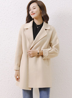 Lapel Double-breasted Straight Cashmere Peacoat