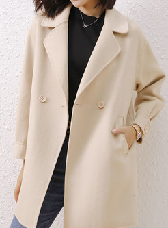 Lapel Double-breasted Straight Cashmere Peacoat