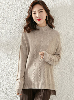 Brief Cable-knit Pullover Loose Sweater
