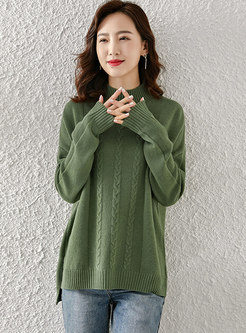 Brief Cable-knit Pullover Loose Sweater