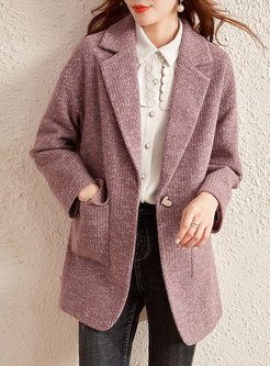 Turn-down Collar Double-breasted Straight Overcoat
