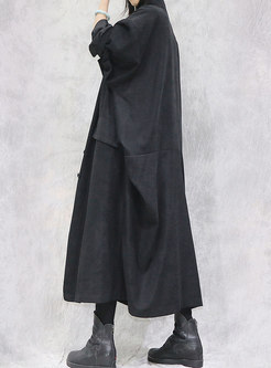 Plus Size Lapel Long Straight Trench Coat