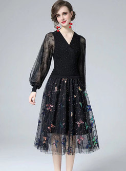 Patchwork Beaded Embroidered Dress