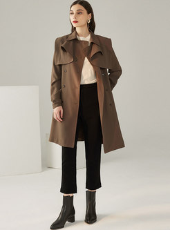 Double-breasted Belted Knee-length Trench Coat