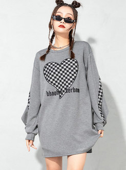 Plaid Letter Print Pullover Plus Size Sweatshirt