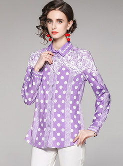 Purple Long Sleeve Polka Dot Shirt