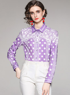Purple Long Sleeve Polka Dot Shirt