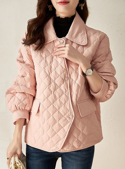 Turn-down Collar Single-breasted Short Quilted Coat