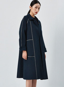 Turn-down Collar Straight Long Cashmere Overcoat